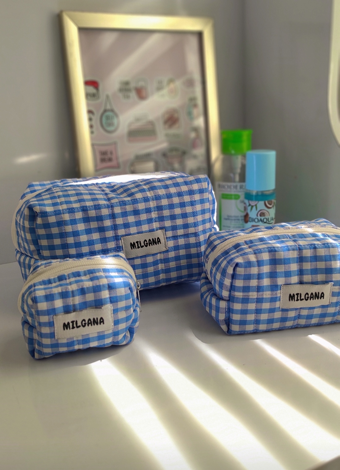 میکاپ بگ چهارخونه ای آبی